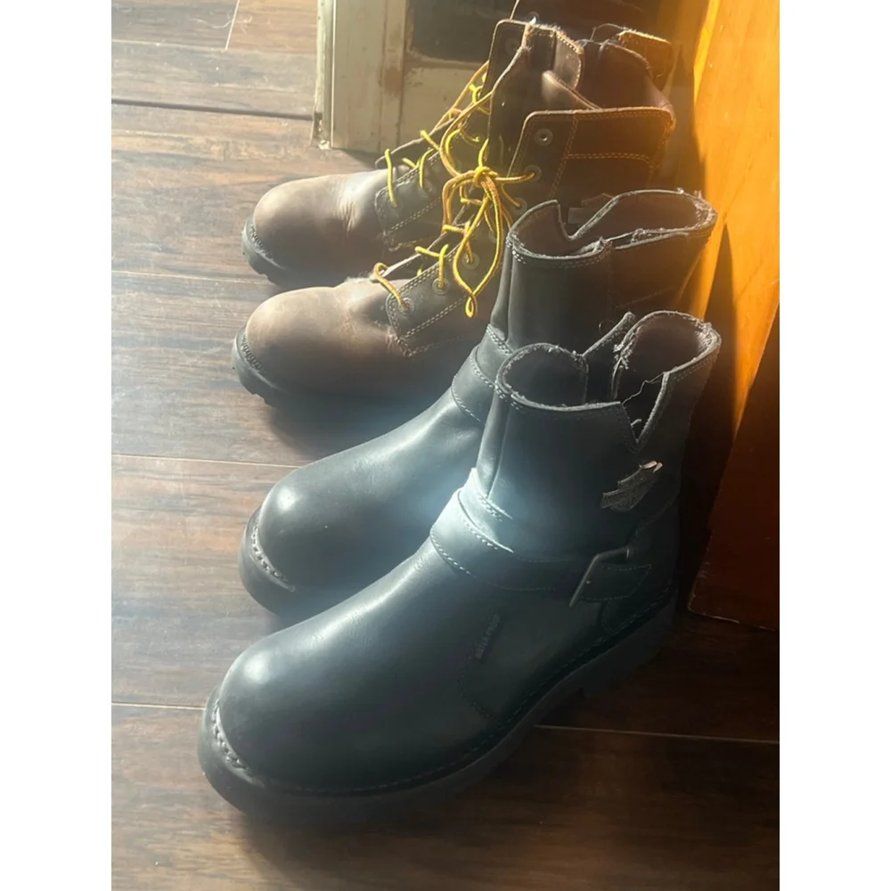 Men's Harley-Davidson Black Waterproof Motorcycle Boots Size 9 Williams 6.5”￼